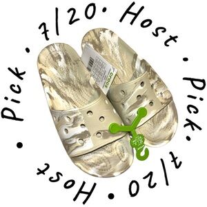 Classic Crocs Marbled Slides M4 W6 NEW! Bone/Multi shoes